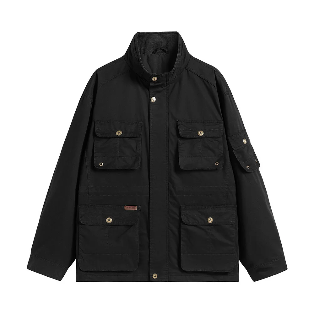 

Amekaji American Retro Jacket Men Military Embroidery Casual Cotton Washed Jeans Coat Flight Bomber Tactical Cargo Clothing