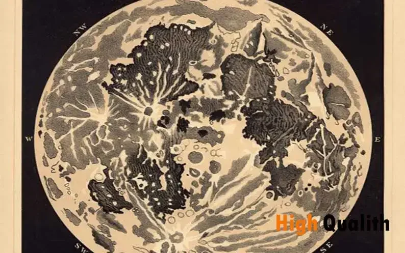 قماش اللوحة صورة خمر خريطة البدر الاستنساخ جدار الفن طباعة ملصق القمر علم الفلك القمر الرسم البياني جدار ديكور فني