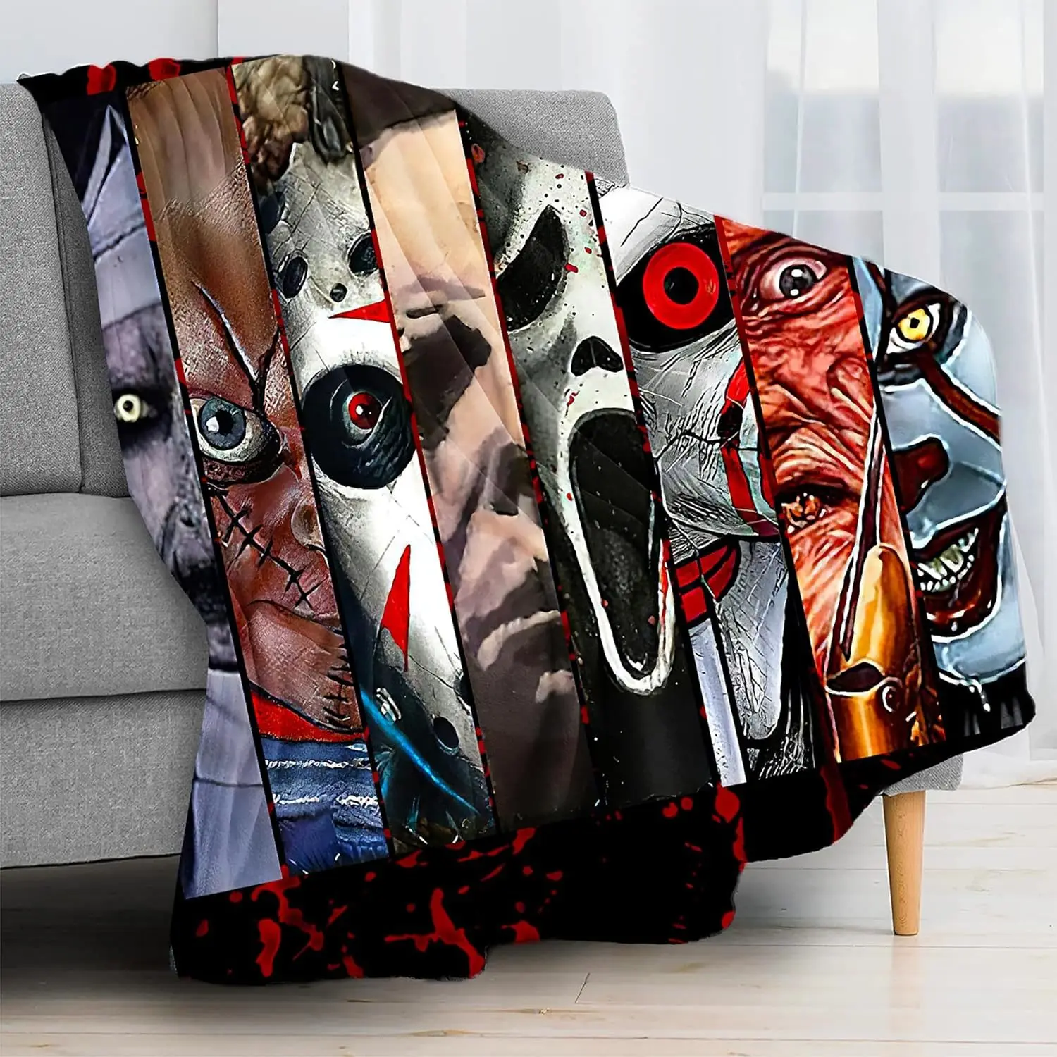 Horror movie blanket Halloween sofa blanket, lightweight warm plush blanket, horror flannel blanket, super comfortable