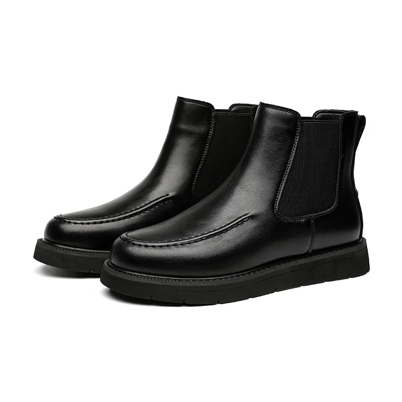 

men casual chelsea boots black tide natural leather shoes business office dress cowboy platform boot spring autumn ankle botas