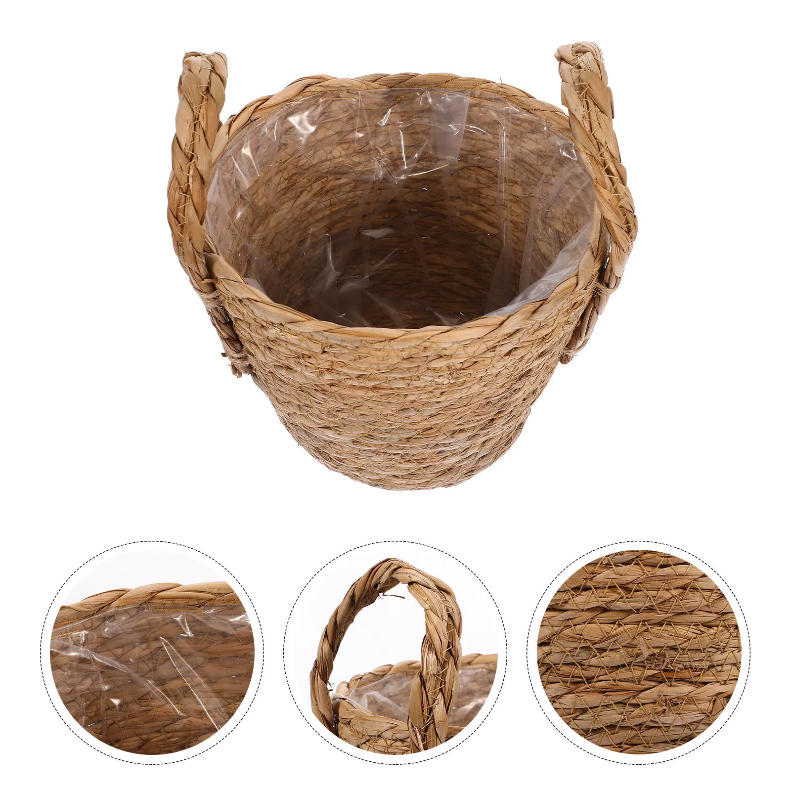 

Seagrass Flowerpot 16Cm Tall Planters Vintage Storage Holder For Faux Flowers Braided Basket Planter Succulent Container Garden