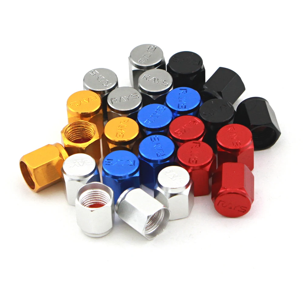 4Pcs RAYS Car Bicycle Motorcycle Wheel Tyre Tire Air Aluminum Alloy Valve Caps Stem Cover Hexagonal Tyre Wheel Ventil Valve Caps