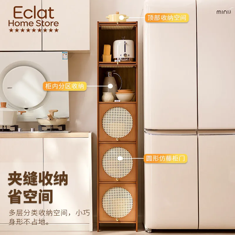 Crack storage cabinet gap narrow side rack kitchen refrigerator side finishing rack multi-layer narrow slot extremely narrow loc