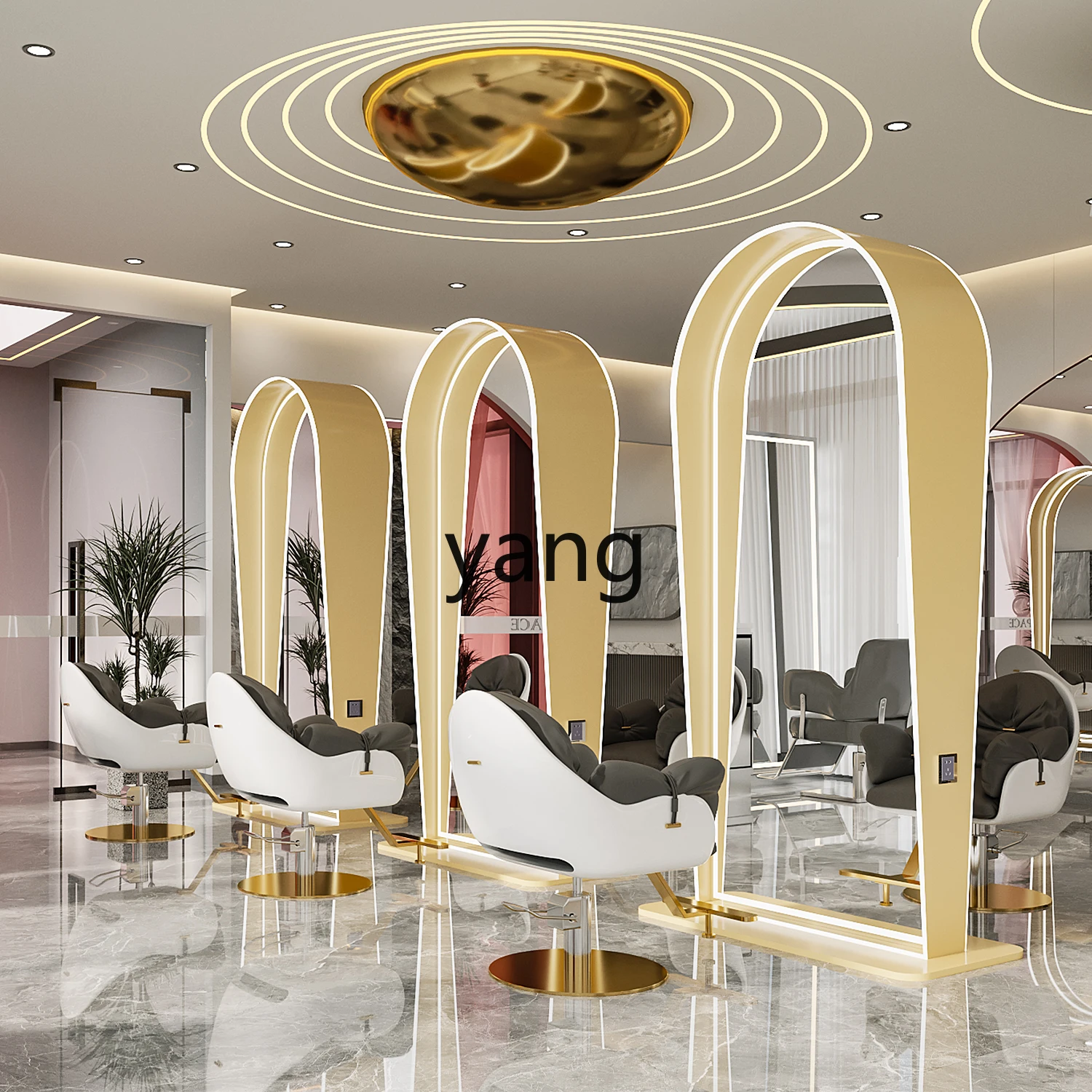 Yjq barber shop single and double-sided floor-to-ceiling mirror perm and dyeing area hair salon mirror table hair salon special