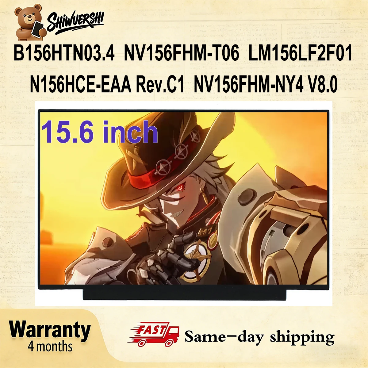 

Wholesale Slim 15.6" Laptop Lcd Screen Monitor Panel B156HTN03.4 NV156FHM T06 LM156LF2F01 N156HCE EAA Rev.C1 NV156FHM NY4 V8.0