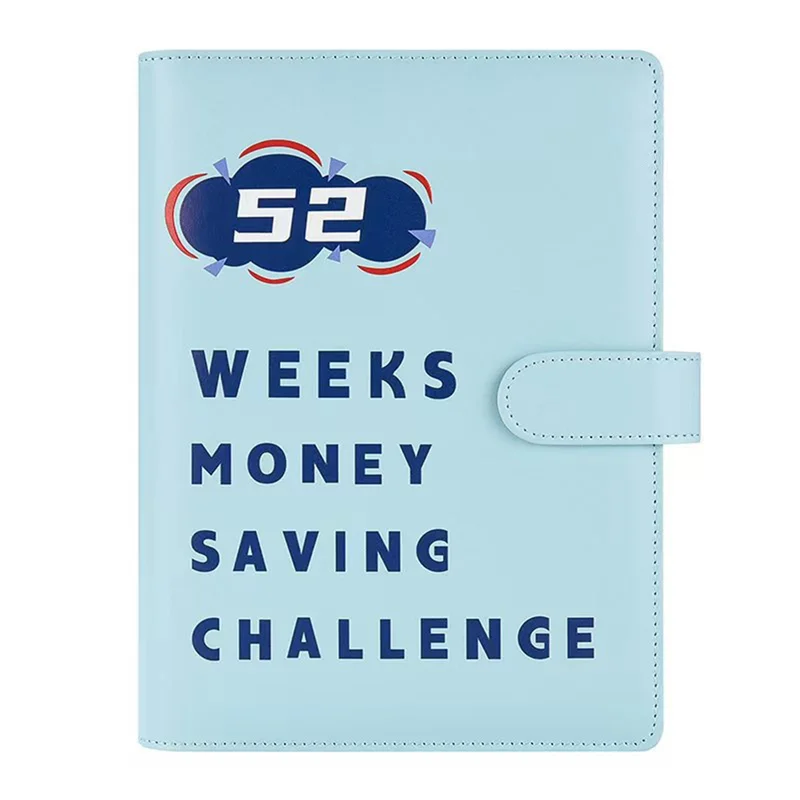 AEE7-52 สัปดาห์ Money Challenge Binder พร้อมซองจดหมาย Storage Budgeting Binder Cash Saving Challenge Box Kit