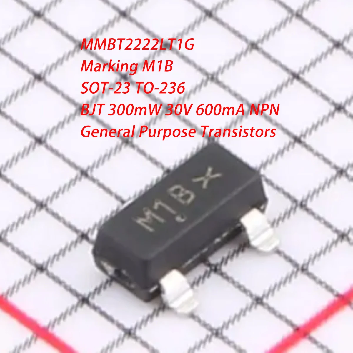 100PCS MMBT2222LT1G Marking M1B SOT-23 TO-236AB BJT 300mW 30V 600mA NPN 0.3W 0.6A NEW Original General Purpose Transistors