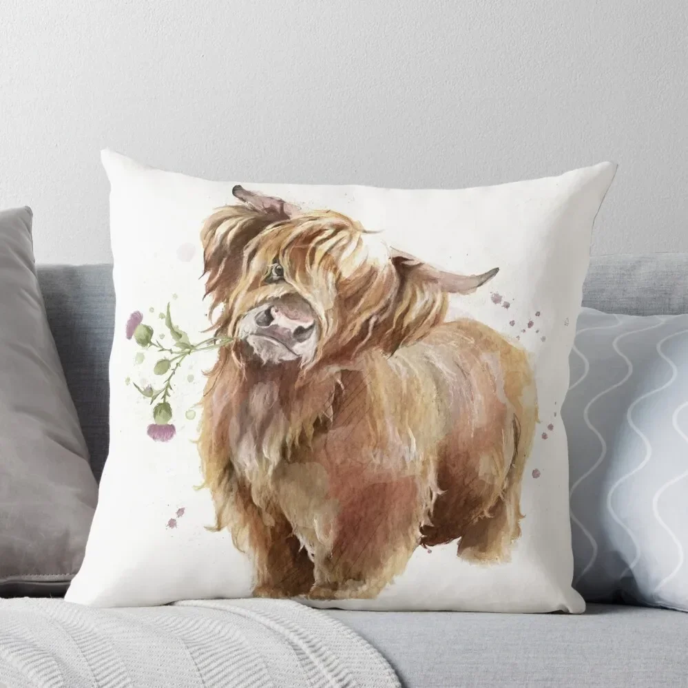 

Highland Cow Throw Pillow Pillows Aesthetic ornamental pillows for living room Cushion Cover Pillowcase Pillow