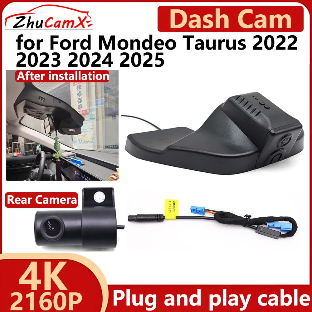 

ZhuCamX for Ford Mondeo Taurus 2022 2023 2024 2025 4K UHD 2160P Car DVR Dash Cam Camera Night Vision Recorder Plug and Play