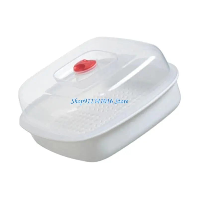 Durable Kitchen Steam Box Clear Lid Wide Handle For Safe Microwave Cooking And Storage