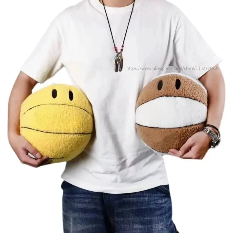 32cm Creative Smile Ball Plush Toy Cute Basketball Pillow Car Home Basketball Doll Smiley Ball Vent Throw Doll Pillow