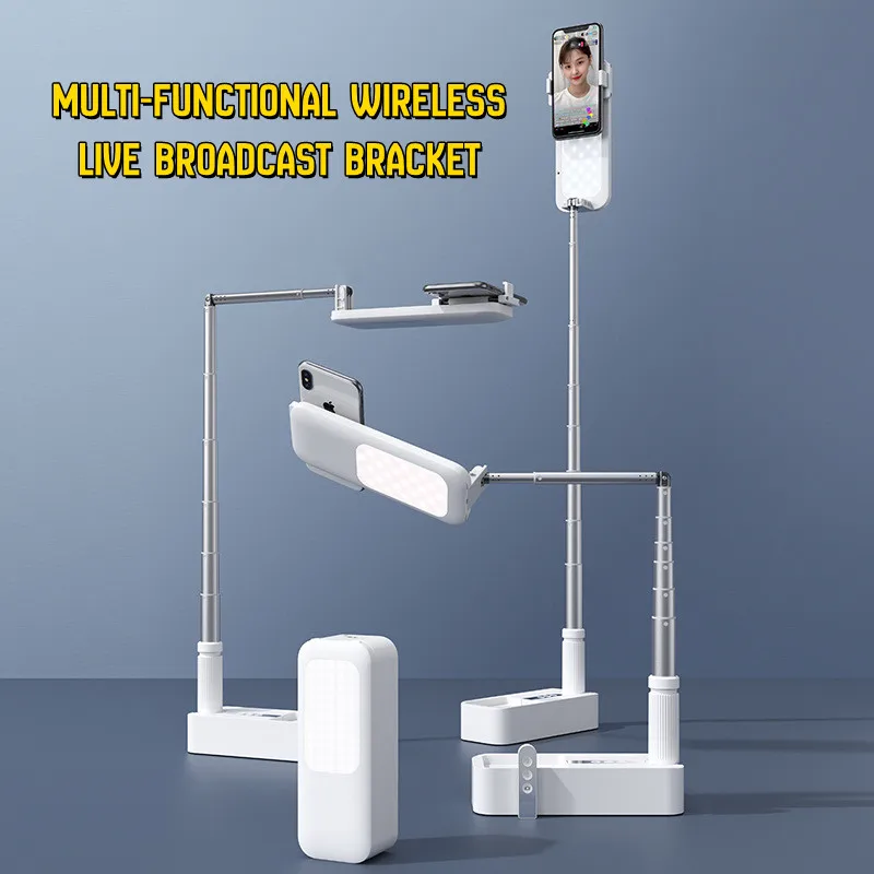 

Wear Resistant Foldable Selfie Stick Desktop Phone Holders For Smart Phones Multi-Angle Rotatable Live Broadcast Phone Stands