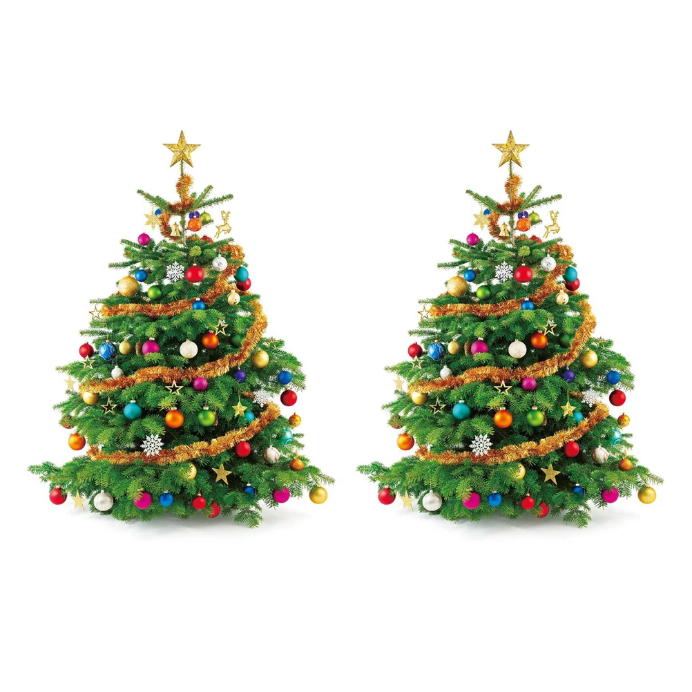 

2 Sheets Christmas Tree Wall Sticker Long Lasting Stickers Funny Removable Window Pvc Store Decor
