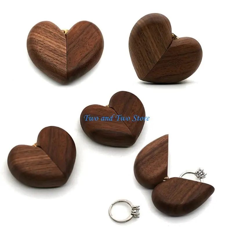 HX6F Rings Bearer Box for Display Closure Heart Shaped Rings Box