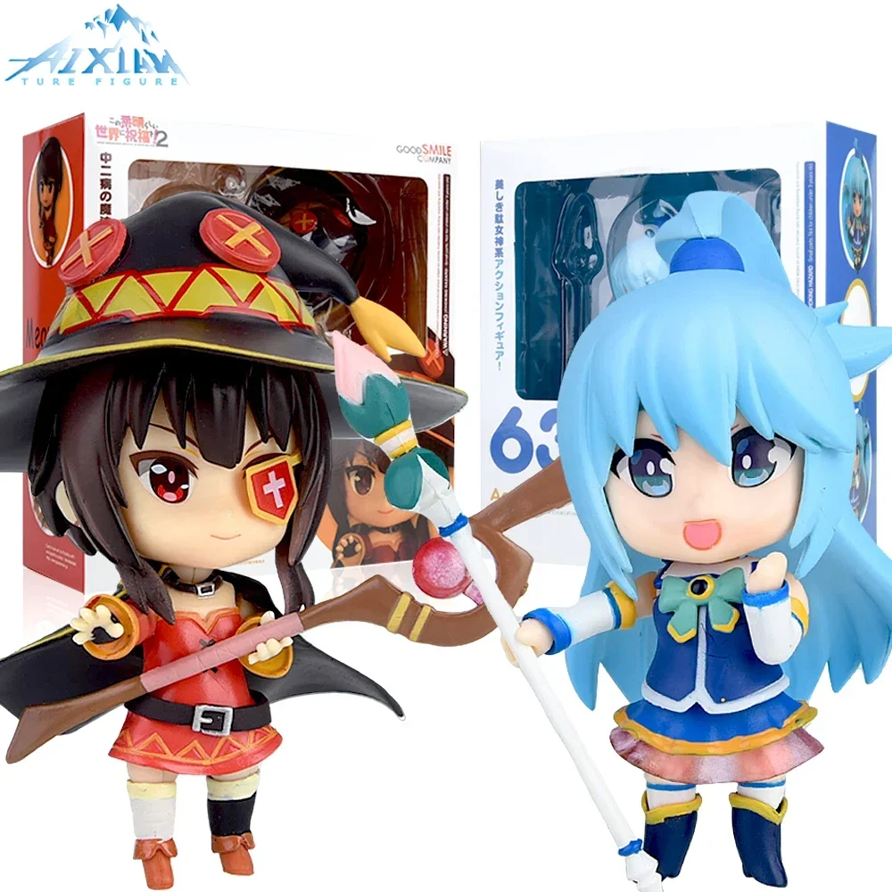 10cm Konosuba Figure #725 Megumin #630 Aqua Akua Action Figures Q Version Anime Kawaii PVC Decorate Ornaments Toy Gifts