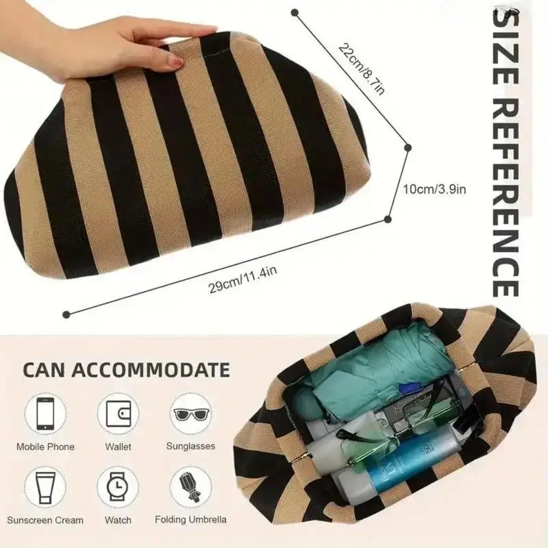 Women S Crochet Clutch Bag – Lightweight Woven Cloud & Dumpling Design Ruched Knitted Fashion Purse, Gifts for Women, Handbags view 2