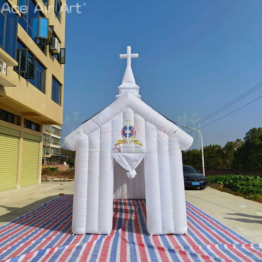 

Надувной шатер-церковь гигантского размера, белый, с окнами, для мероприятий на открытом воздухе, свадеб и вечеринок