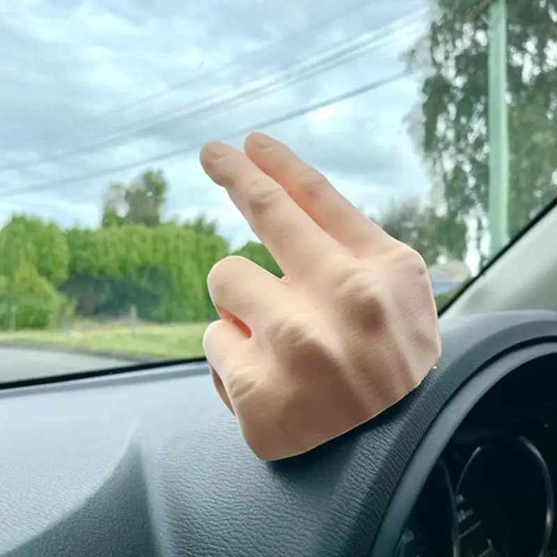 ييد Lazy Waver 2 Waves Finger لزينة لوحة القيادة التي تلوح بالسيارة اليدوية الداخلية 4.53 "× 4.33" لمعظم السيارات