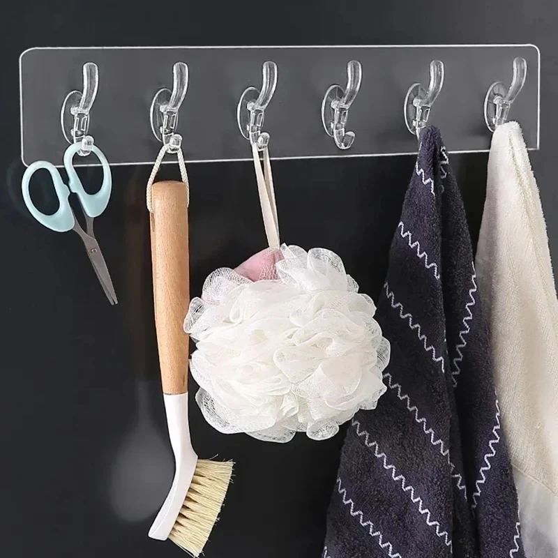 

1/3/5/6 Hooks Multifunction Transparent Hooks Hat Clothes Coat Hanger Towel Holder Door Hook Kitchen Bathroom Home Storage Tools