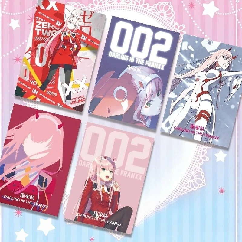 حبيبي جديد في بطاقة FRANXX Zero Two Hiro Ichigo الصغيرة الإبداعية عالية القيمة الرسوم المتحركة الكرتون طباعة بطاقة الطالب القابلة للجمع