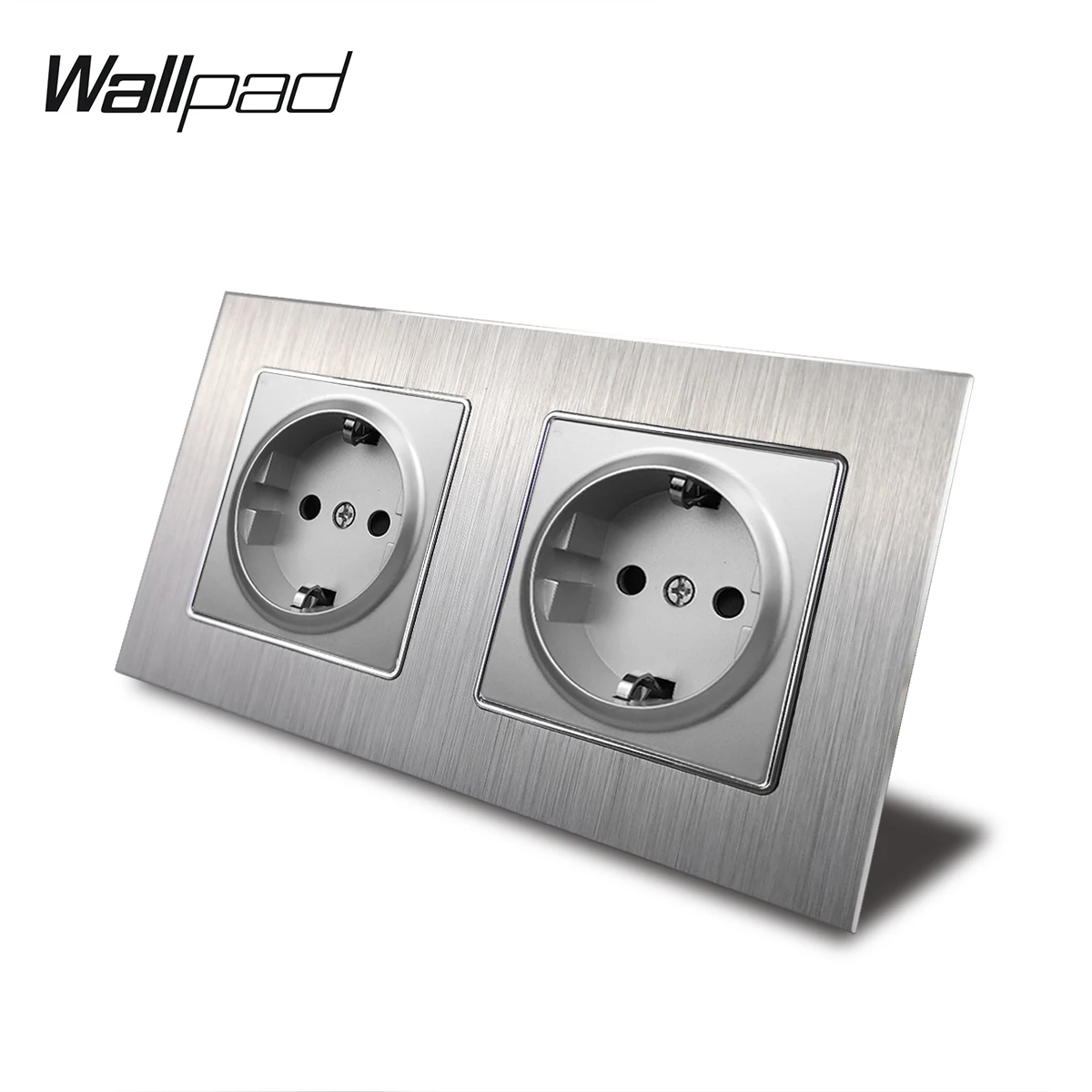 157*86mm EU Metal Grey Silver Aluminium Panel Double Euro Power Supply Socket French Sockets Round Box