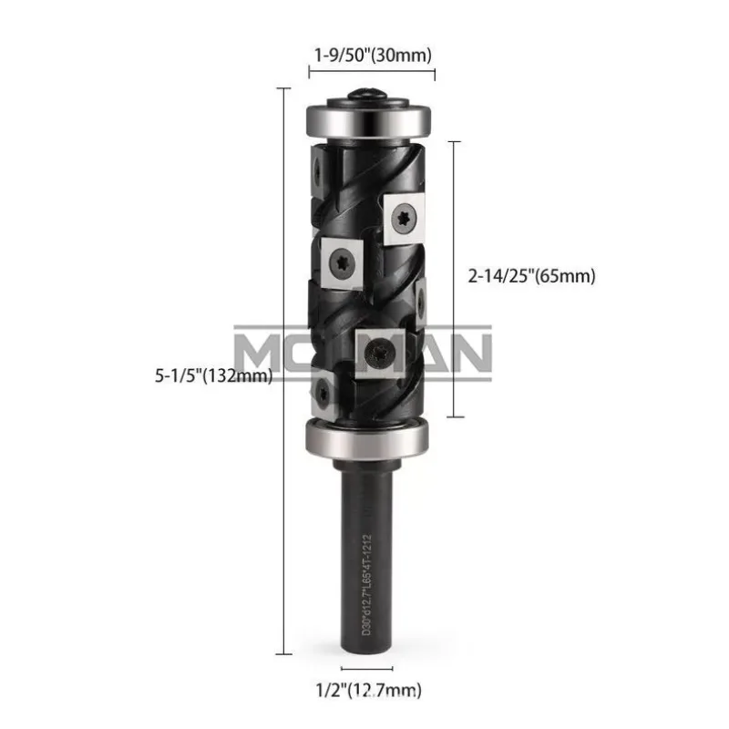 12.7/16mm Up Down Bearing Spiral Flush Trimming Knife Disposable Woodworking Milling Cutter Tool CNC Router Bit