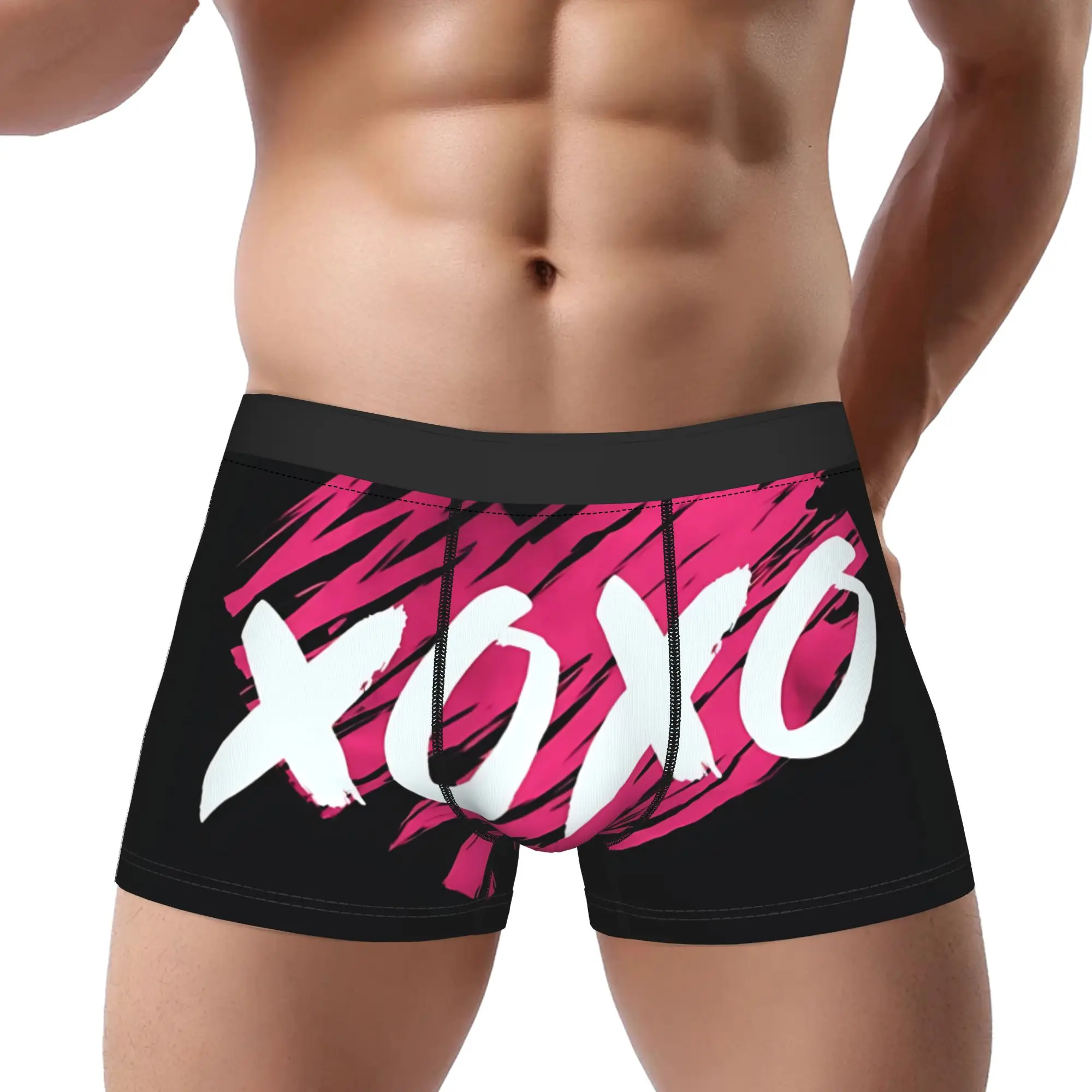 adults 18 plus  boxers kiss me XOXO logo Underpants Homme Panties Men Underwear Print Shorts Boxer Briefs