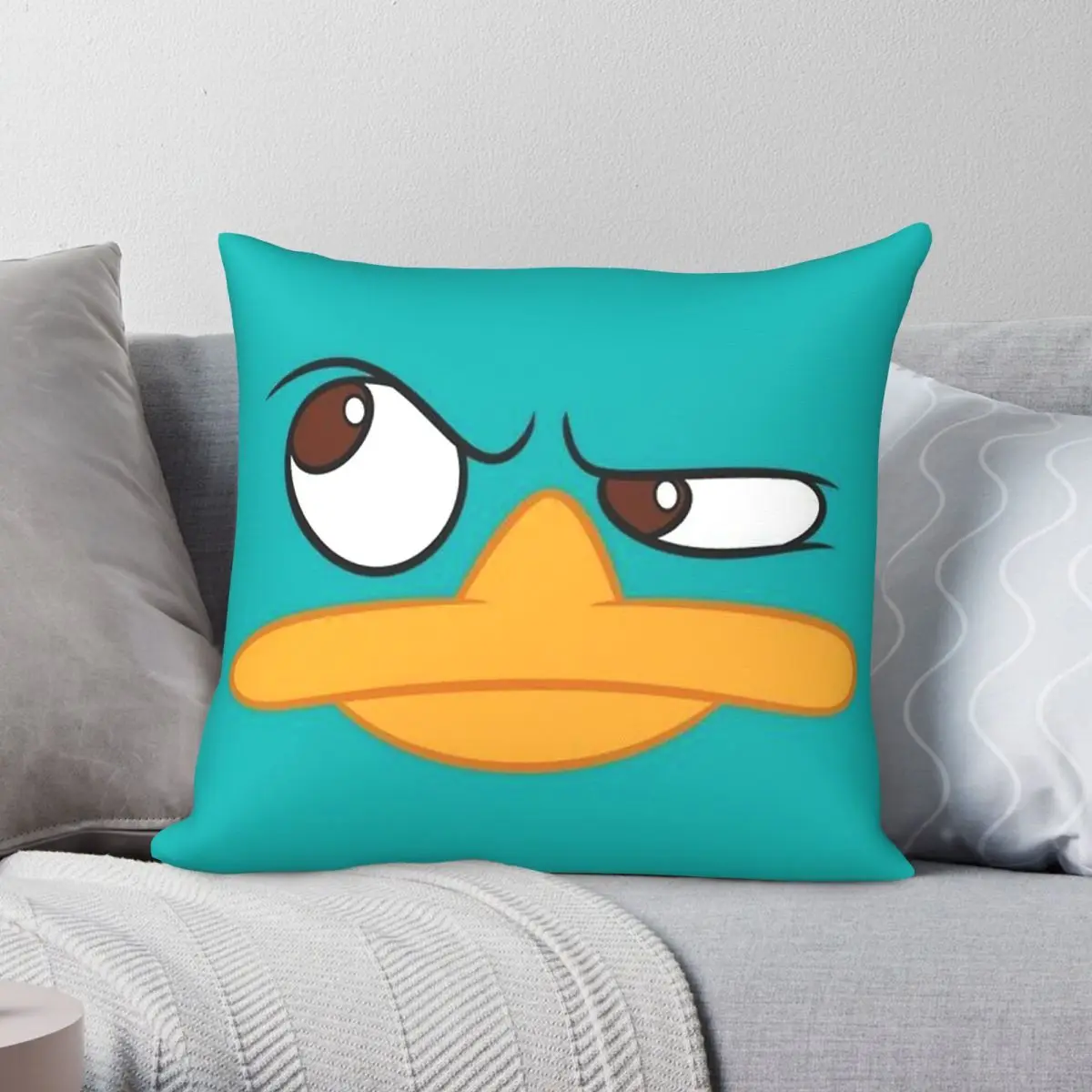 Phineas And Ferb Perry The Platypus Square Pillowcase Polyester Linen Velvet Pattern Decorative Throw Pillow Home Cushion Cover