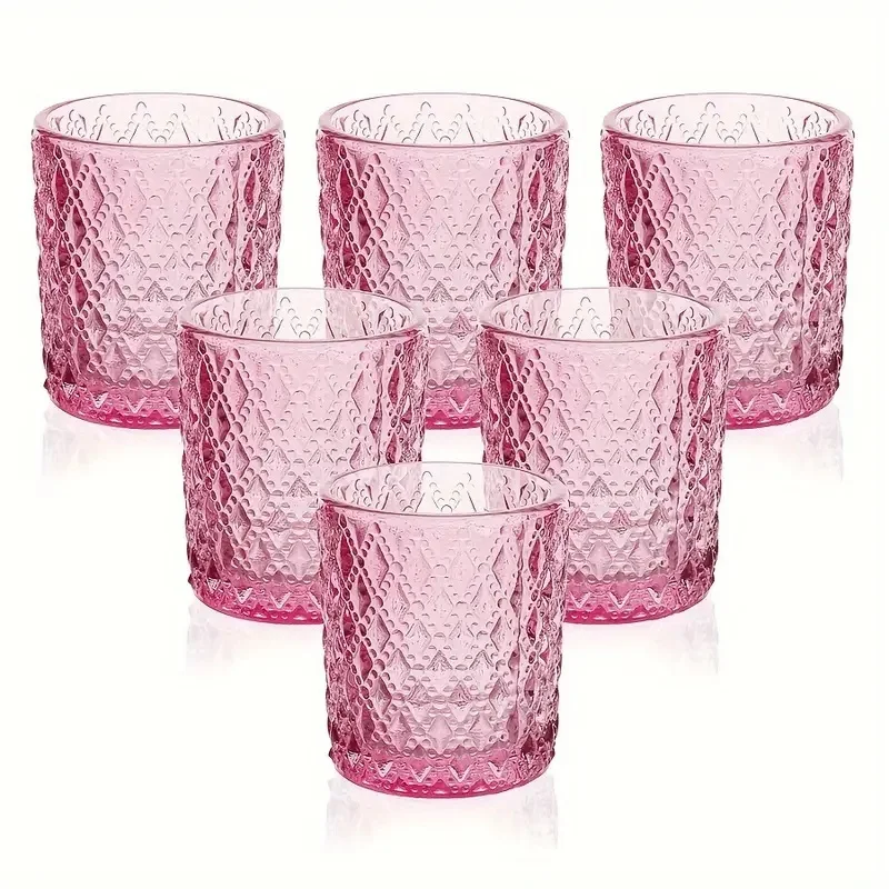 Diamond style relief glass candlestick three-color crystal home decoration