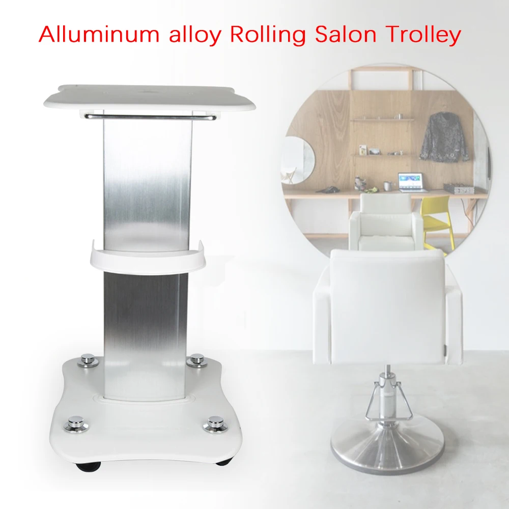 Beauty Cart Salon Roller Trolley Cart Stand Beauty Instrument Tray Rolling Cart with 360° Rotation Wheel Load 40kg Aluminum