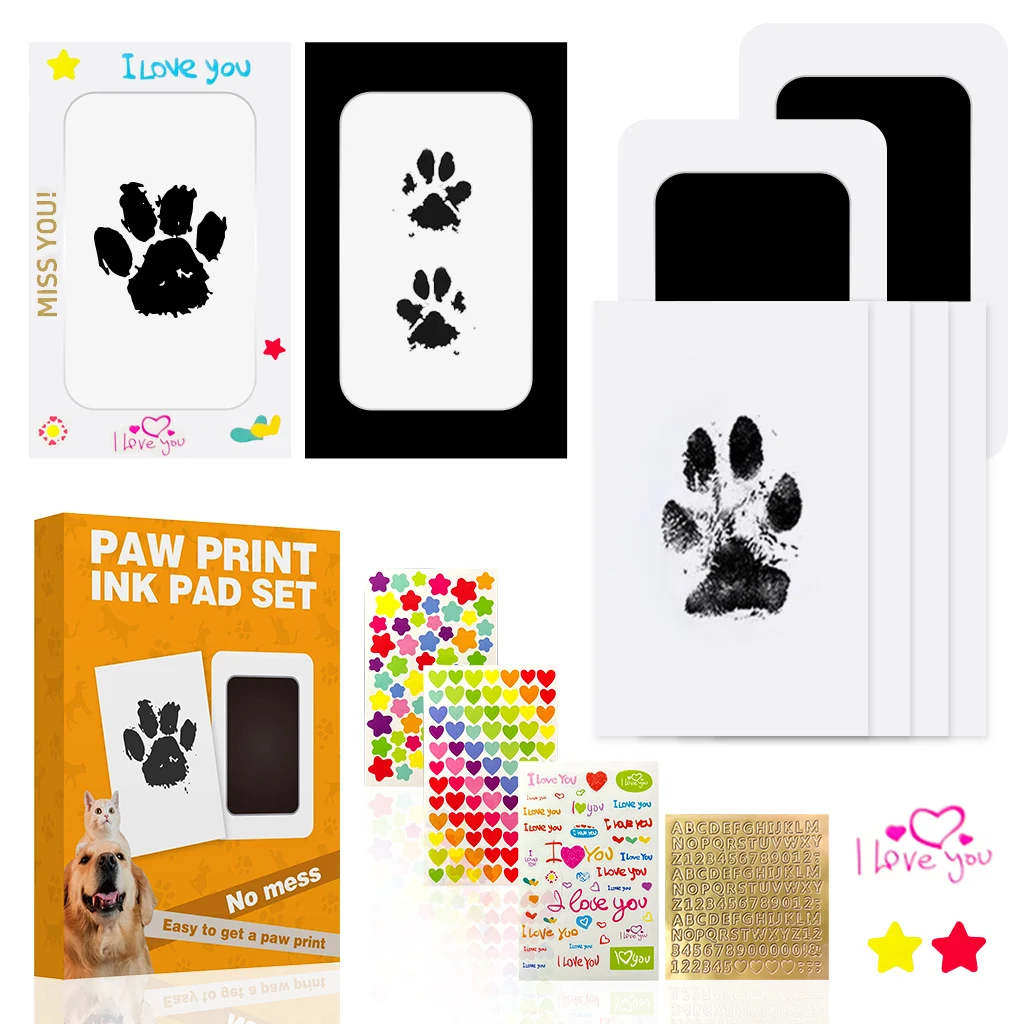 Pet Cat Dog Paw Print Ink Kit Pad Safe Non-toxic Baby Footprints Newborn Shower Handprint Easy Diy Clean Touch Inkless Souvenir