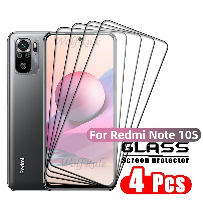 4PCS For Redmi Note 10S Glass Xiaomi Redmi Note 10S Tempered Glass Protective Full Cover 9H HD Screen Protector Redmi Note 10S