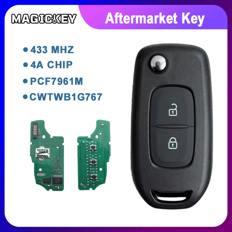 

For Renault Megane3 Logan2 Kadjar Captur Symbol Dacia Duster 4A Chip 433MHZ PCF7961M Smart Flip Car Key CWTWB1G767