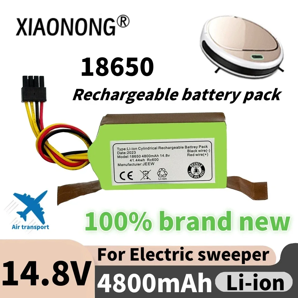 

14.8V 4800mAh Li-ion Cylindrical Replacement Battery Pack 18650 41.44wh Robot Vacuum Cleaner Battery for Rc600