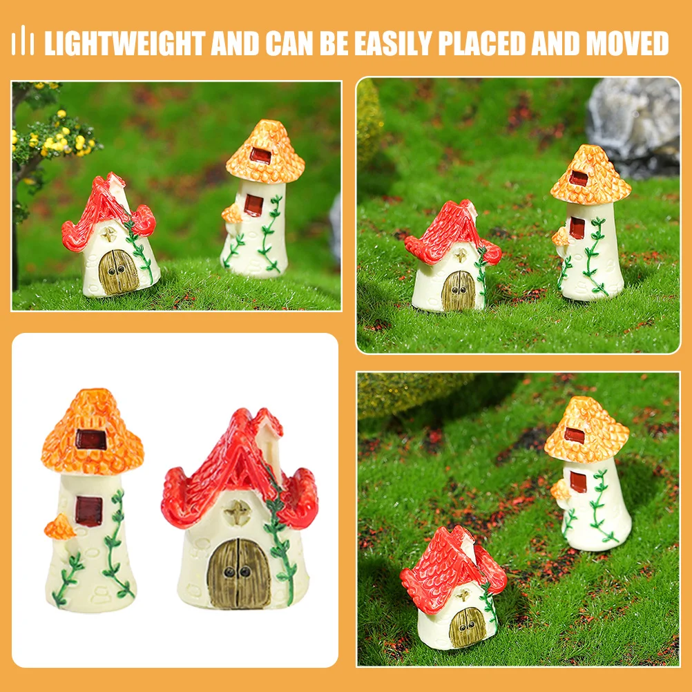 

6Pcs Miniature Resin House Decor Micro Landscape Garden Ornament Exquisite Details Lightweight Portable Mini House