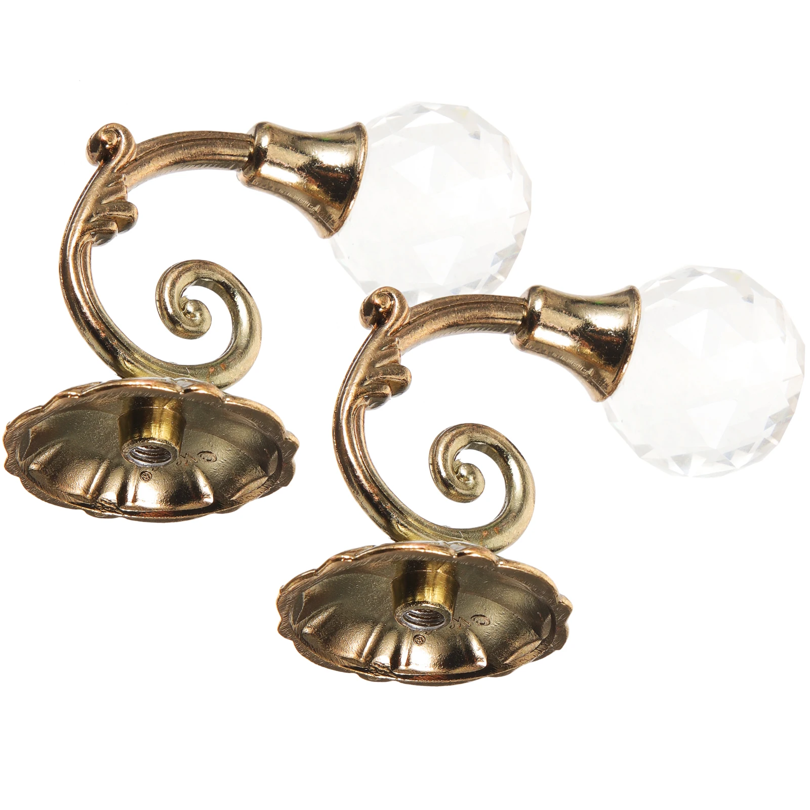 

Stylish Vintage Crystal Drapery Holdbacks Curtain Hooks Pair Metal Decor Hook For Decoration Golden Yellow