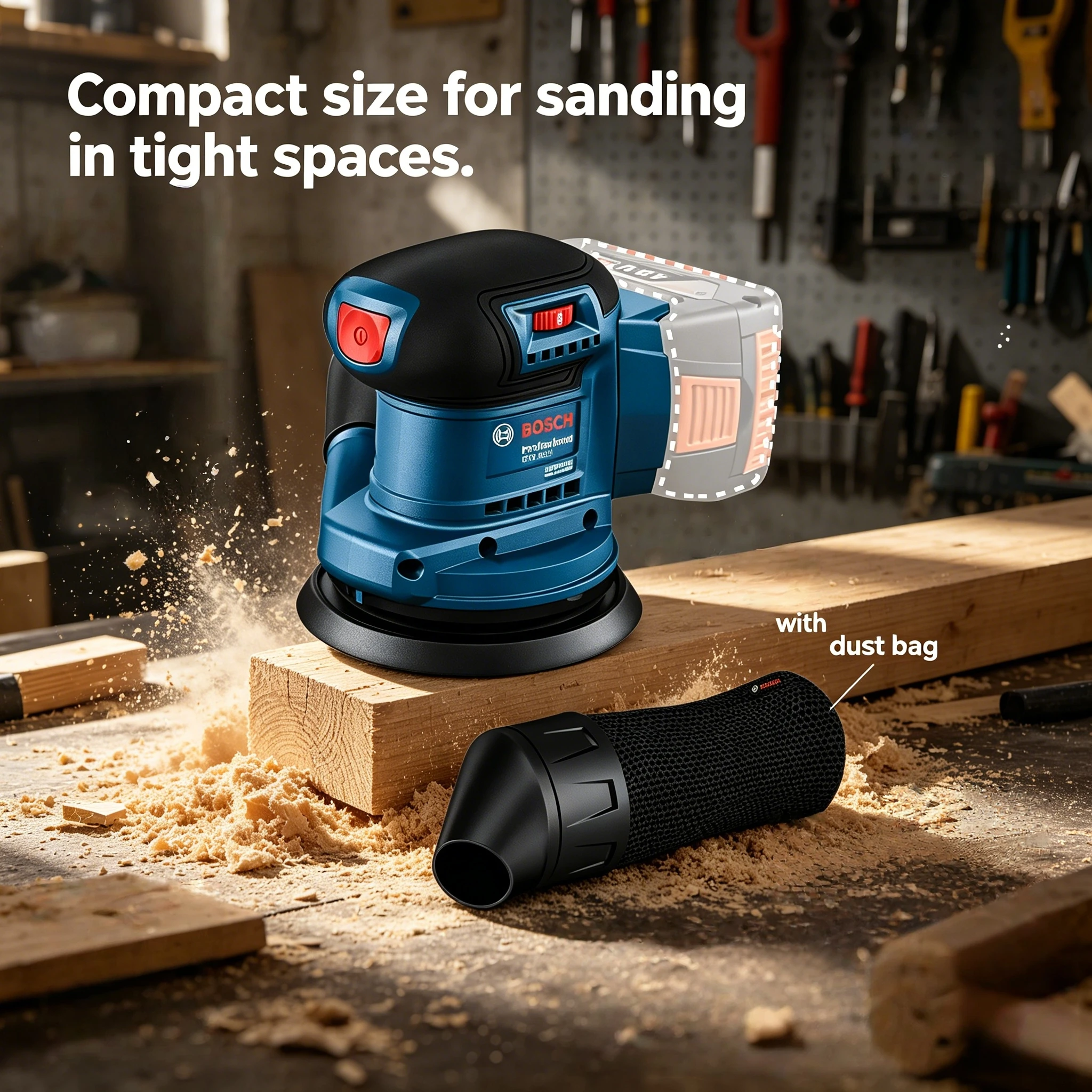 Lixadeira Roto-Orbital Sem Fio BOSCH GEX 185-LI 18V a Bateria de Lítio, Polidora Brushless 125mm, Ferramenta Elétrica Bosch GEX185-LI