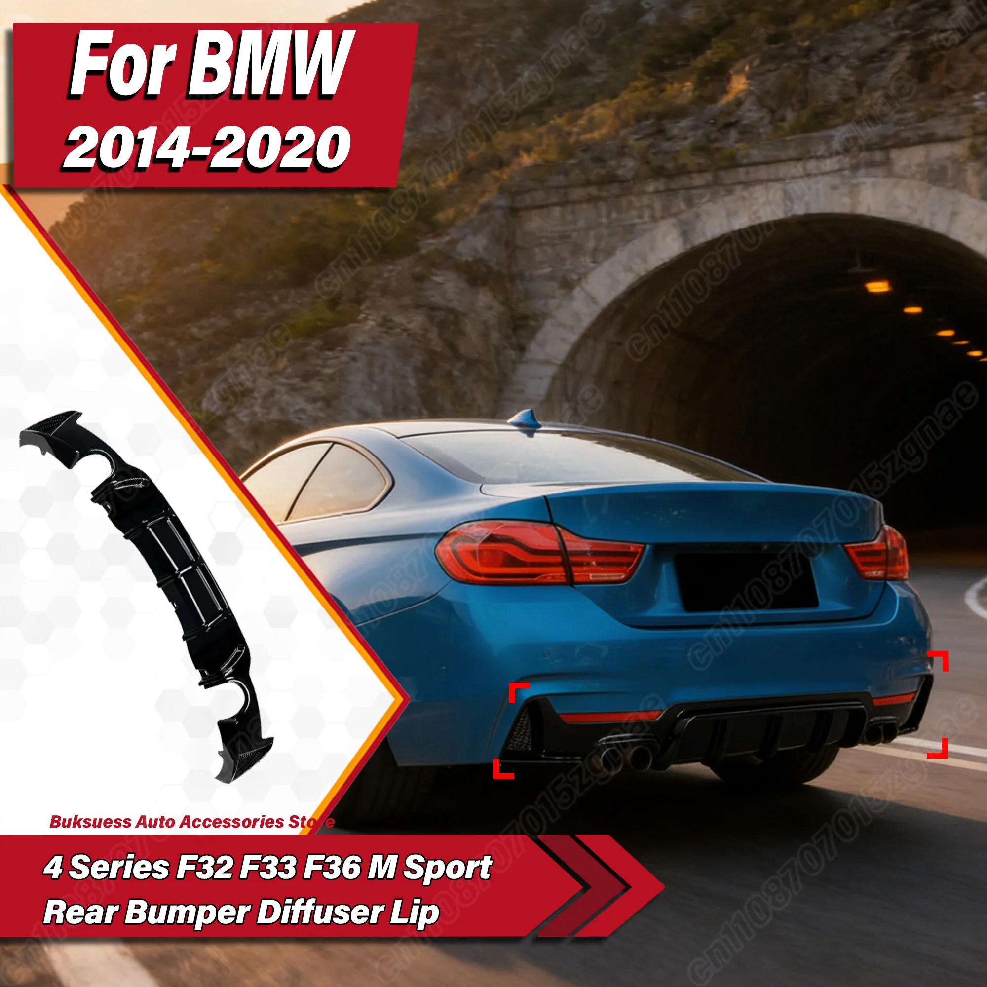 

For BMW 4 Series F32 F33 F36 M Sport 2014 2015 2016 2017 2018 2019 2020 Auto Rear Bumper Diffuser Lip Body Modification Kit
