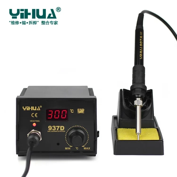 Newest YIHUA 220V/110V EU/US 50W Temperature Control ESD Digital Soldering Station / Rework Stations YIHUA 937D with tools