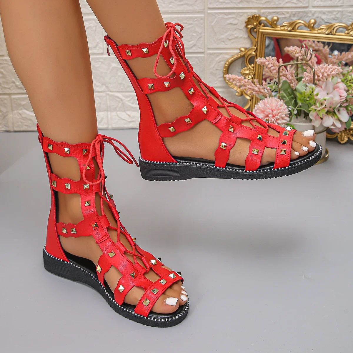 

Women Casual Hollow Sandals Summer New Open Toe Designer Shoes Women Wedges Strap Roman Sandals Large Size Sandalias De Mujer