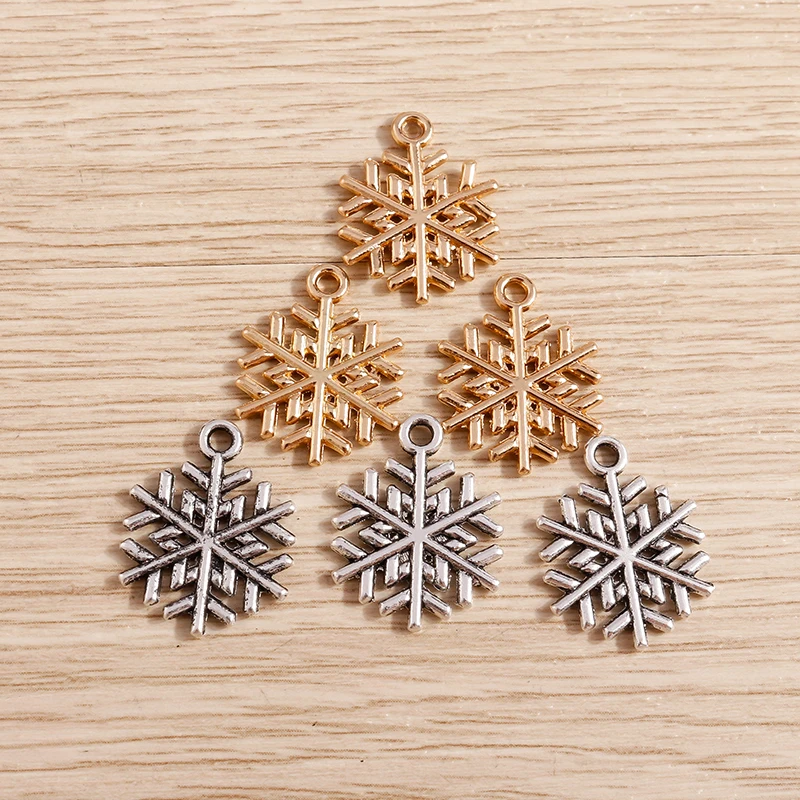 20pcs Cute Alloy Christmas Snowflake Charms Pendants for Jewelry Making Drop Earrings Necklaces Bracelets DIY Crafts Accessories