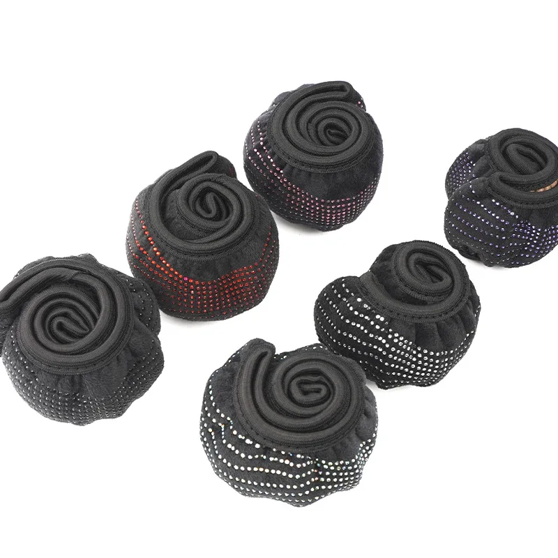 Universal Car Steering Wheel Cover Metal Strip Anti Slip Pattern Leather Covers for 38cm Diameter Auto Steering Wheel