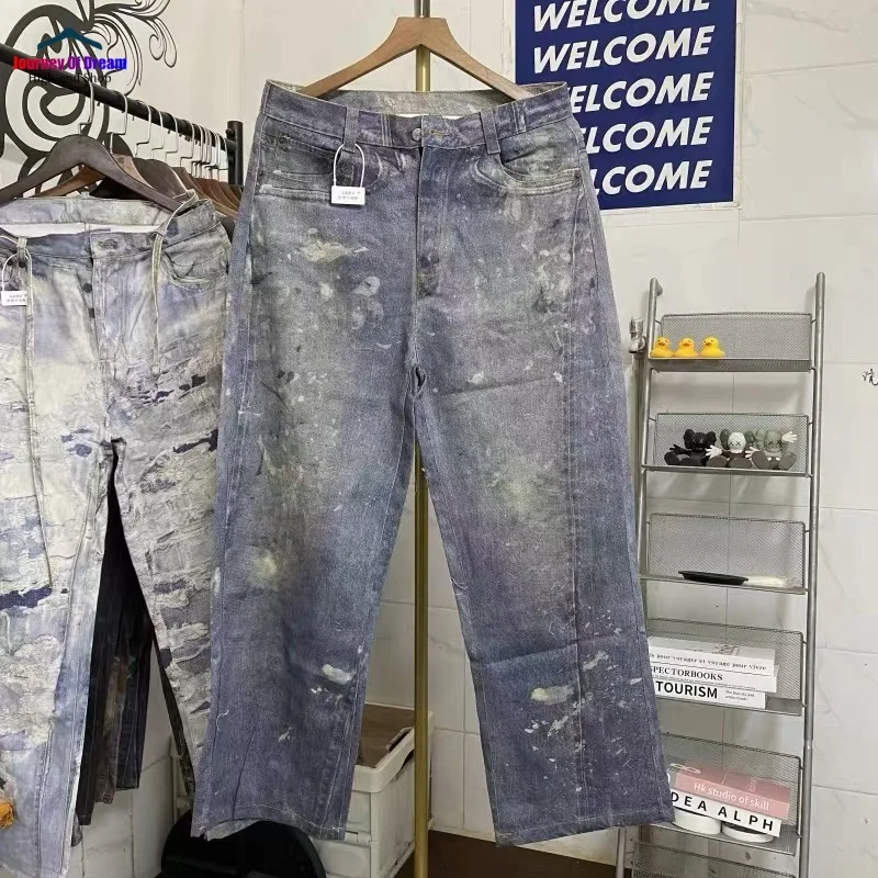 Highest Edition AC Collection Heavy Duty Graffiti High Rise Vintage Straight Loose Casual Straight Jeans Men's Women's