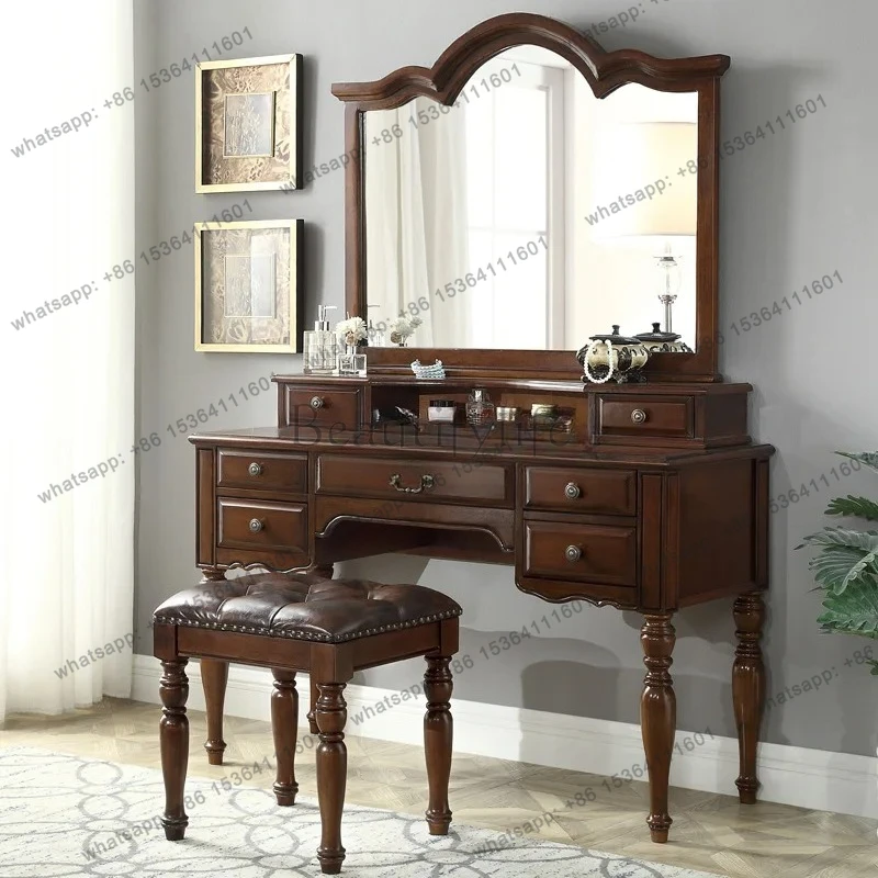 solid wood dresser bedroom modern simple makeup table storage cabinet integrated table
