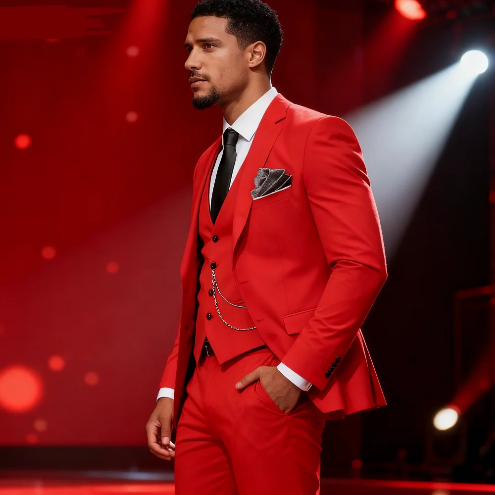 

Elegant Solid Slim Fit Men's Suits Fashion Design Groom Wedding Blazer Vest Pants Set for Party Prom Business Boyfriend Wear