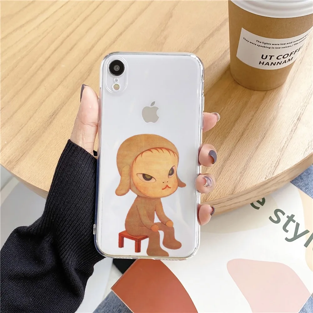 Japanese Y-Yoshitomo Nara Phone Case For Iphone 15 11 13 14 Pro Max 7 8 Plus X Xr Xs Max Se2020 12mini Transparent Cover