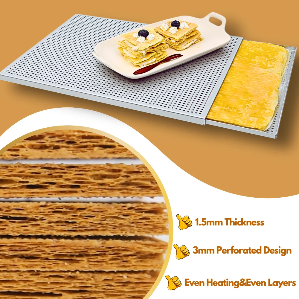 Puff Pastry Baking Tray Mille Feuille Rectangular Pastry Molds Baking Pan Perforated Baking Pan Dish Oven Tray Bread with Hole