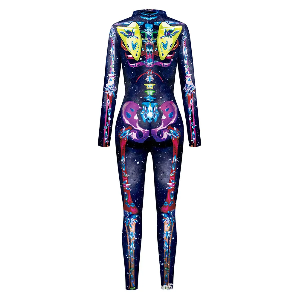 Damen 3D-gedruckter Skelett-Catsuit Jumpsuit Sexy Cosplay-Kostüm für Halloween-Party Modischer Cosplayer Aerial Yoga Bodysuit – Detail 17