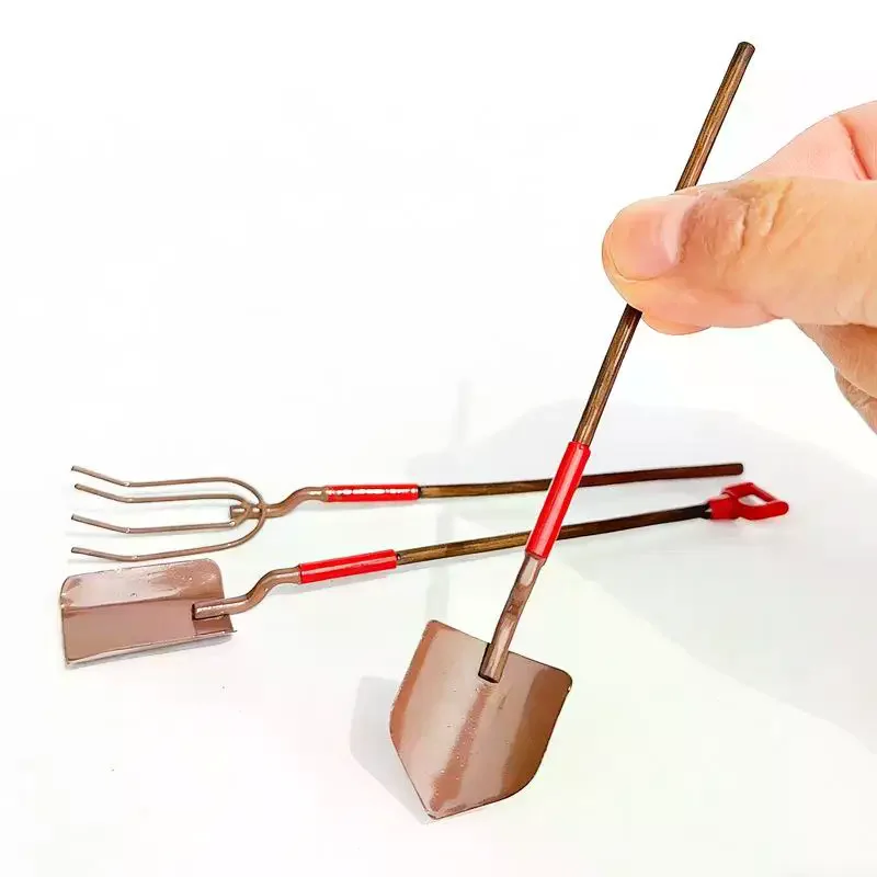 【Y】3-teiliges Mini-Gartengeräte-Set aus Metall, Modell 1:12, für Puppenhäuser, DIY-Mikrolandschaftsornament für Miniaturhäuser