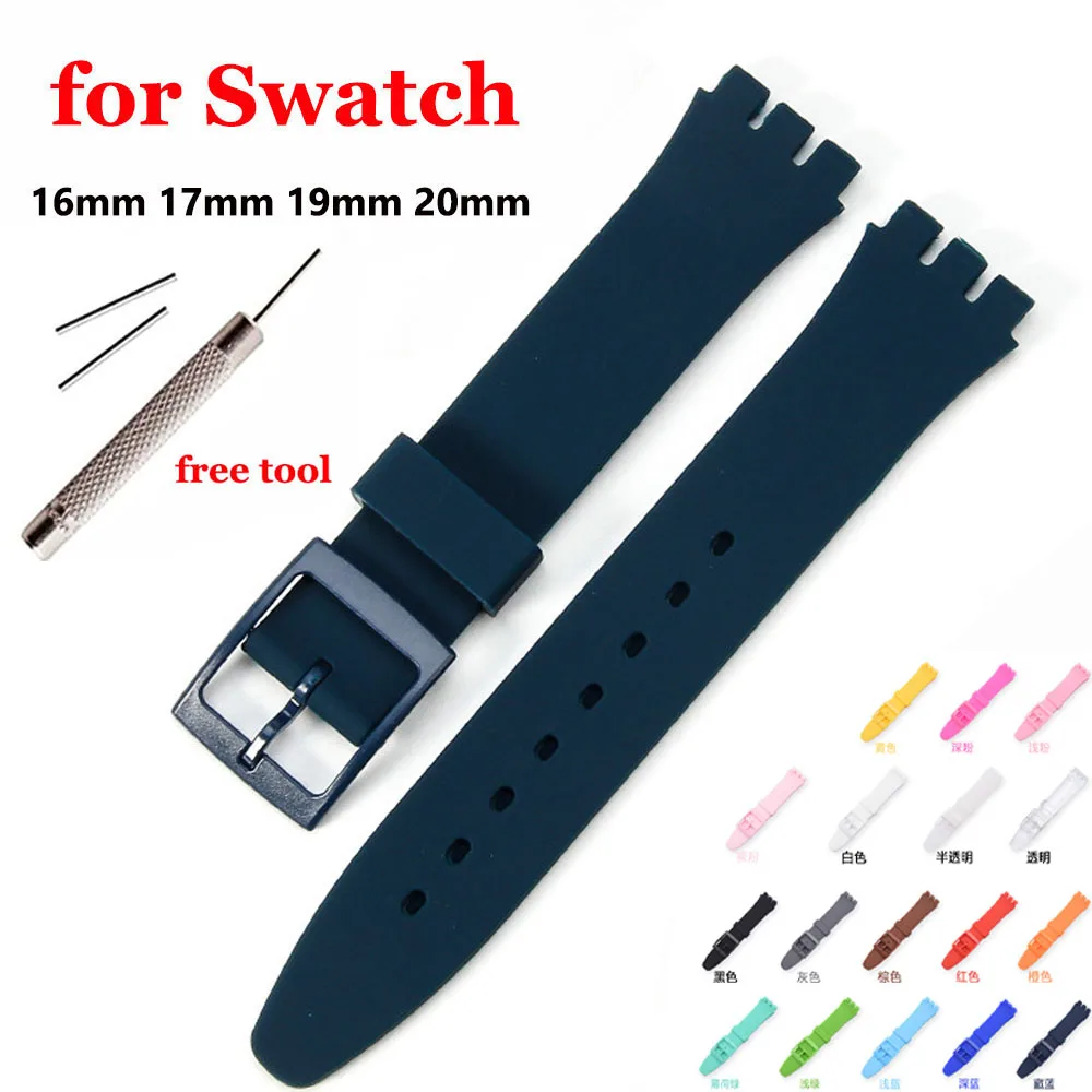 Rubber Strap for Swatch Colorful Sports  Band Replacement Wrist Bracelet 16mm 17mm 19mm 20mm Silicone WatchAccessories